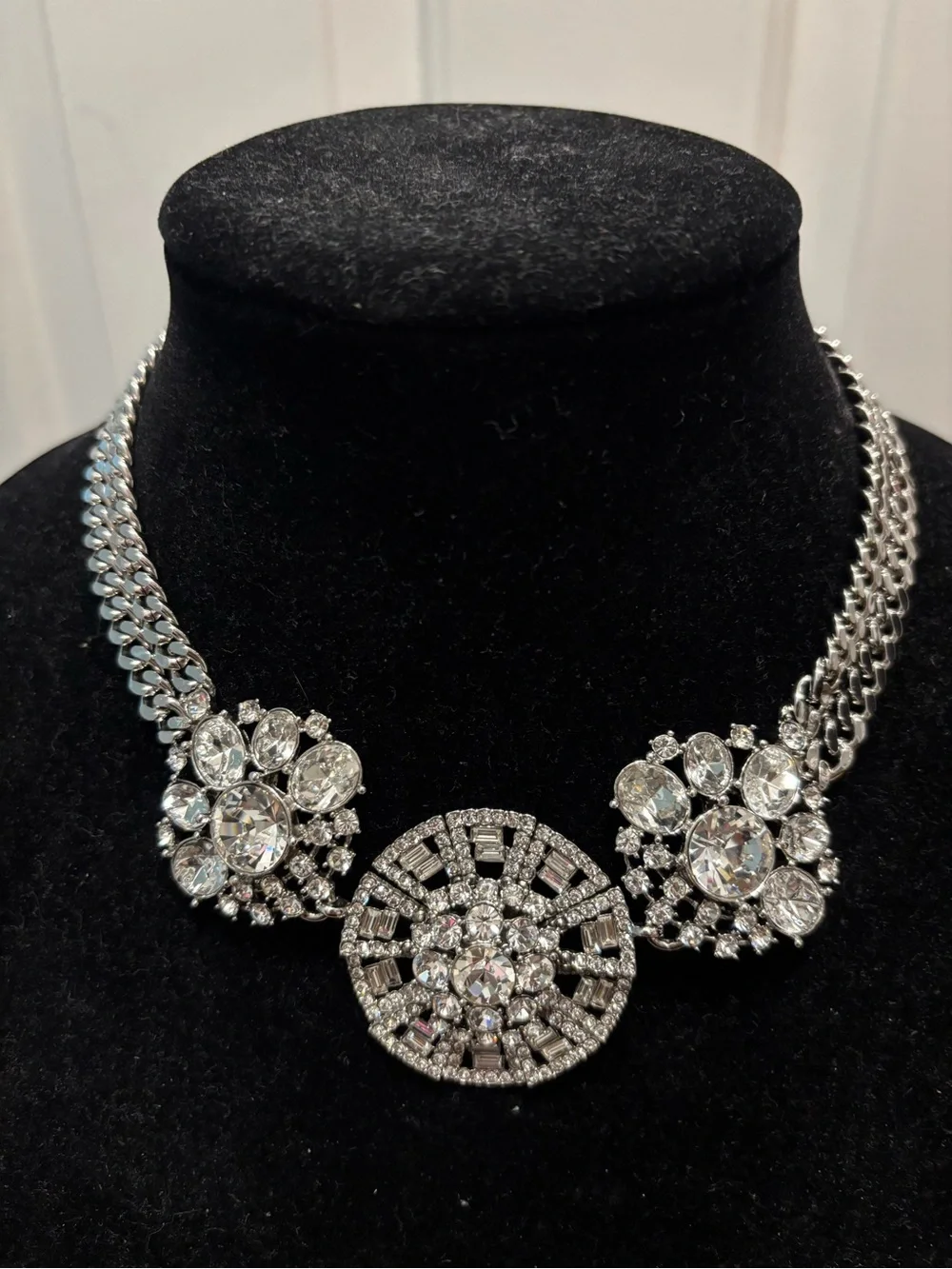 kate spade Silver Crystal Medallion Statement Necklace